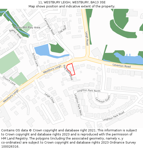 11, WESTBURY LEIGH, WESTBURY, BA13 3SE: Location map and indicative extent of plot