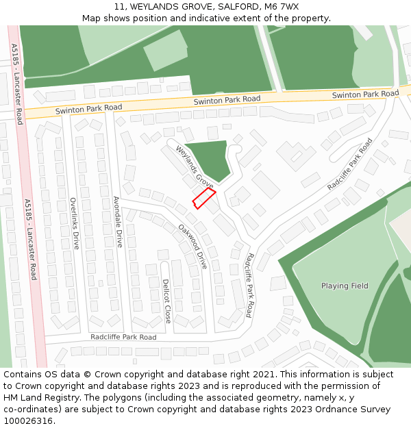 11, WEYLANDS GROVE, SALFORD, M6 7WX: Location map and indicative extent of plot