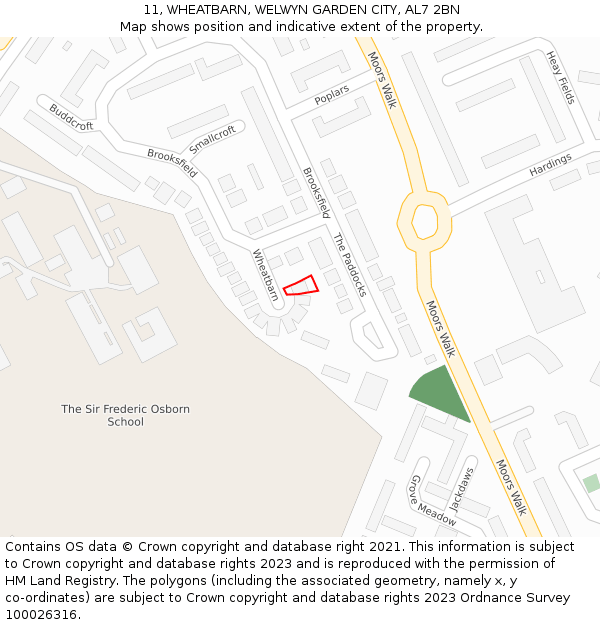 11, WHEATBARN, WELWYN GARDEN CITY, AL7 2BN: Location map and indicative extent of plot