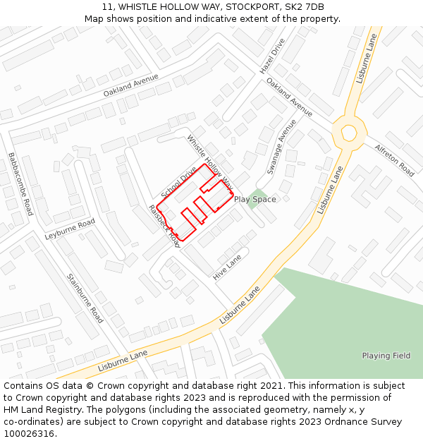 11, WHISTLE HOLLOW WAY, STOCKPORT, SK2 7DB: Location map and indicative extent of plot