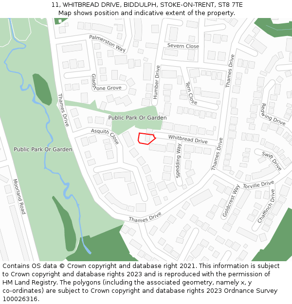 11, WHITBREAD DRIVE, BIDDULPH, STOKE-ON-TRENT, ST8 7TE: Location map and indicative extent of plot