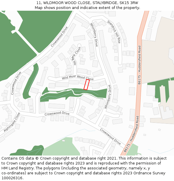 11, WILDMOOR WOOD CLOSE, STALYBRIDGE, SK15 3RW: Location map and indicative extent of plot