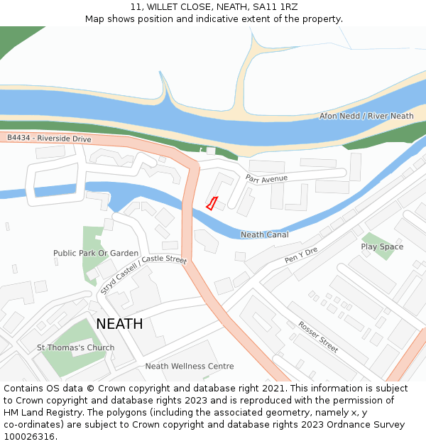 11, WILLET CLOSE, NEATH, SA11 1RZ: Location map and indicative extent of plot