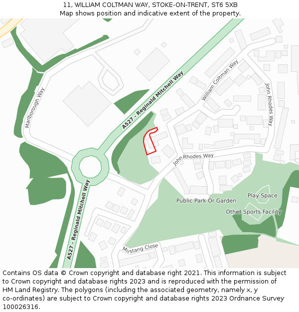 11, WILLIAM COLTMAN WAY, STOKE-ON-TRENT, ST6 5XB: Location map and indicative extent of plot