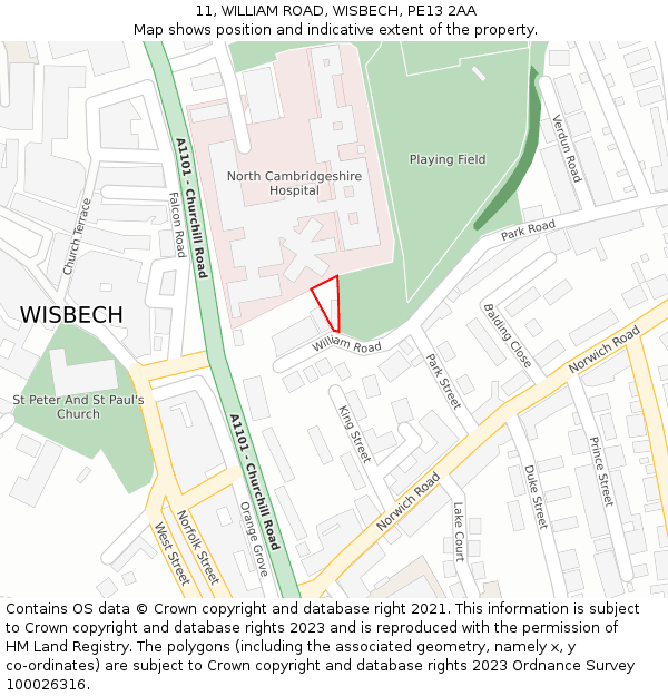 11, WILLIAM ROAD, WISBECH, PE13 2AA: Location map and indicative extent of plot