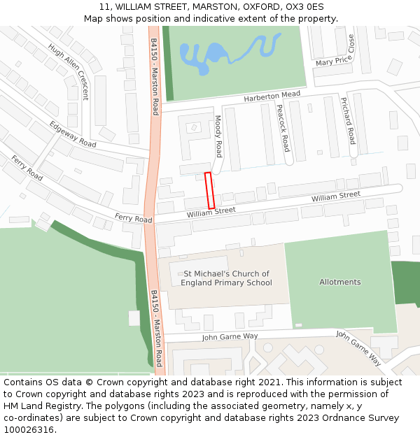 11, WILLIAM STREET, MARSTON, OXFORD, OX3 0ES: Location map and indicative extent of plot