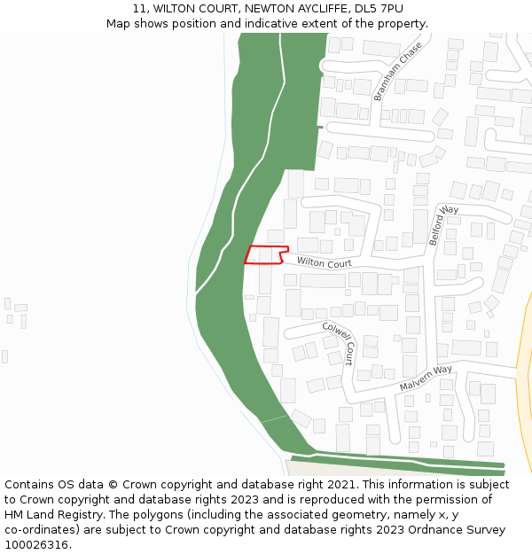 11, WILTON COURT, NEWTON AYCLIFFE, DL5 7PU: Location map and indicative extent of plot