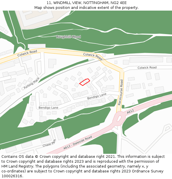 11, WINDMILL VIEW, NOTTINGHAM, NG2 4EE: Location map and indicative extent of plot