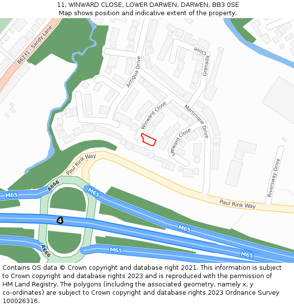 11, WINWARD CLOSE, LOWER DARWEN, DARWEN, BB3 0SE: Location map and indicative extent of plot