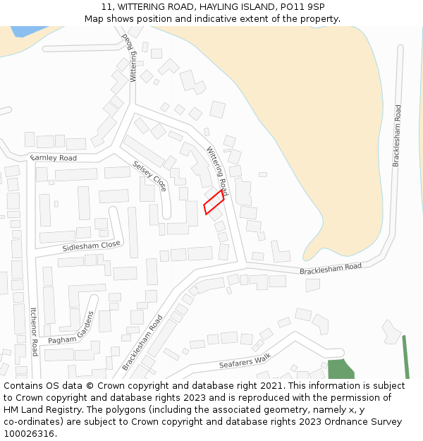 11, WITTERING ROAD, HAYLING ISLAND, PO11 9SP: Location map and indicative extent of plot