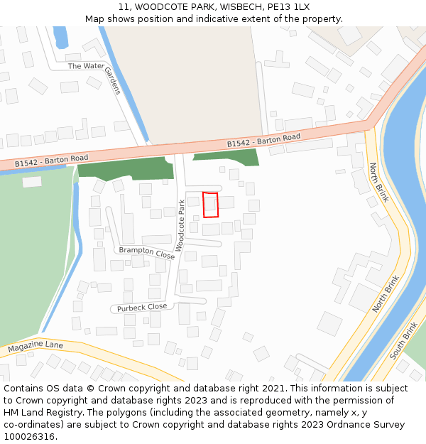 11, WOODCOTE PARK, WISBECH, PE13 1LX: Location map and indicative extent of plot