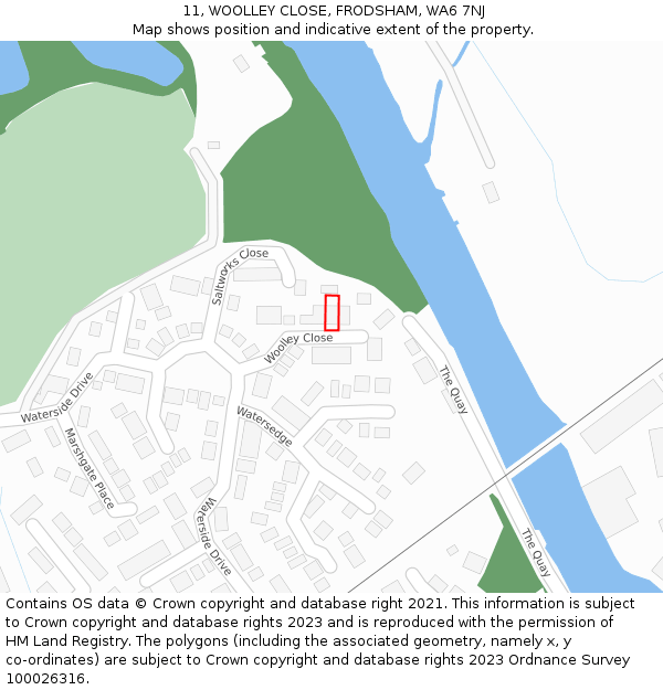 11, WOOLLEY CLOSE, FRODSHAM, WA6 7NJ: Location map and indicative extent of plot