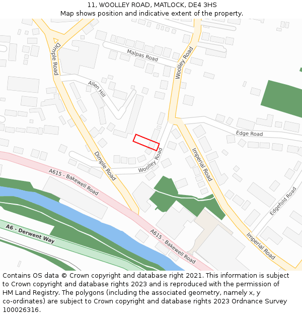 11, WOOLLEY ROAD, MATLOCK, DE4 3HS: Location map and indicative extent of plot
