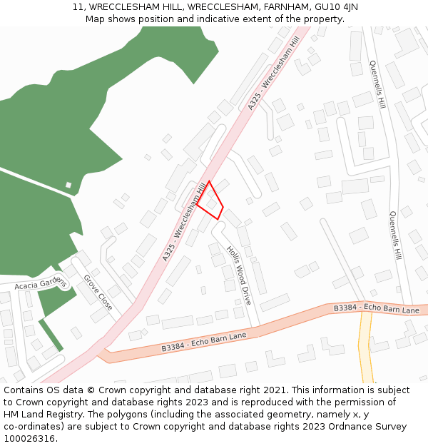 11, WRECCLESHAM HILL, WRECCLESHAM, FARNHAM, GU10 4JN: Location map and indicative extent of plot