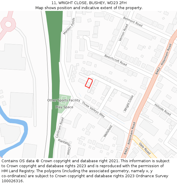 11, WRIGHT CLOSE, BUSHEY, WD23 2FH: Location map and indicative extent of plot