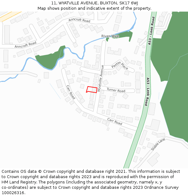 11, WYATVILLE AVENUE, BUXTON, SK17 6WJ: Location map and indicative extent of plot