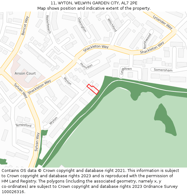 11, WYTON, WELWYN GARDEN CITY, AL7 2PE: Location map and indicative extent of plot