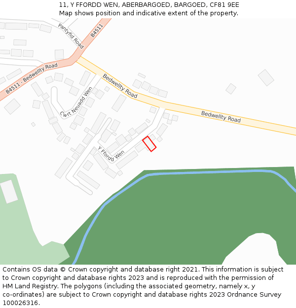 11, Y FFORDD WEN, ABERBARGOED, BARGOED, CF81 9EE: Location map and indicative extent of plot