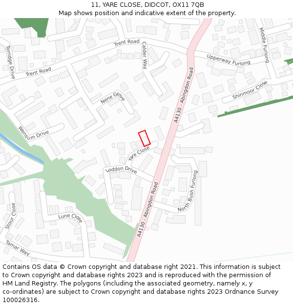 11, YARE CLOSE, DIDCOT, OX11 7QB: Location map and indicative extent of plot