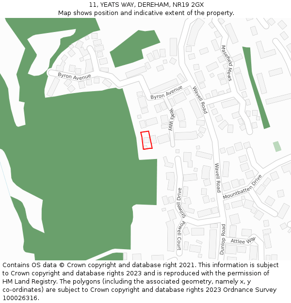 11, YEATS WAY, DEREHAM, NR19 2GX: Location map and indicative extent of plot