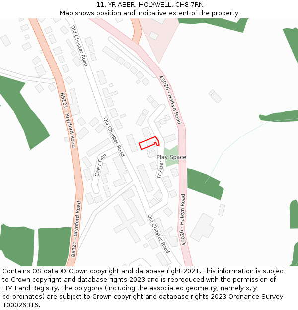 11, YR ABER, HOLYWELL, CH8 7RN: Location map and indicative extent of plot
