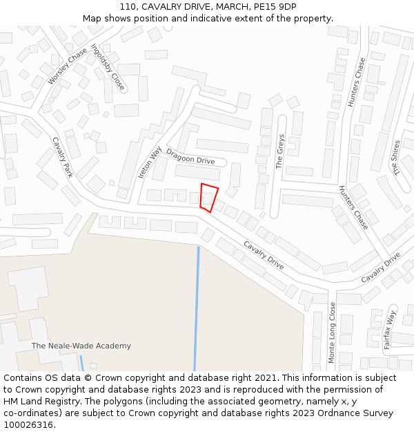 110, CAVALRY DRIVE, MARCH, PE15 9DP: Location map and indicative extent of plot