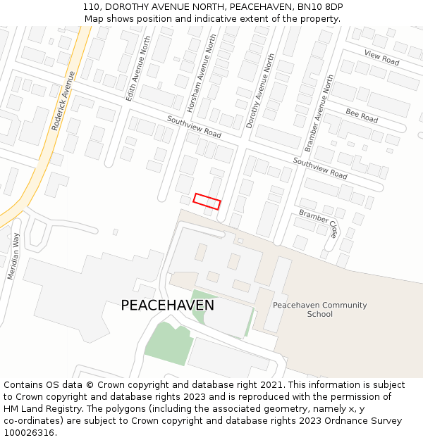 110, DOROTHY AVENUE NORTH, PEACEHAVEN, BN10 8DP: Location map and indicative extent of plot