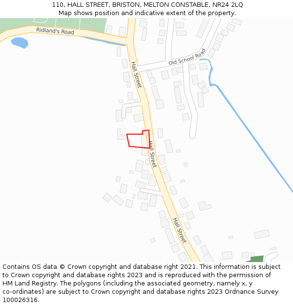 110, HALL STREET, BRISTON, MELTON CONSTABLE, NR24 2LQ: Location map and indicative extent of plot