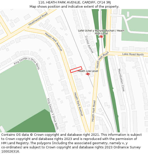 110, HEATH PARK AVENUE, CARDIFF, CF14 3RJ: Location map and indicative extent of plot