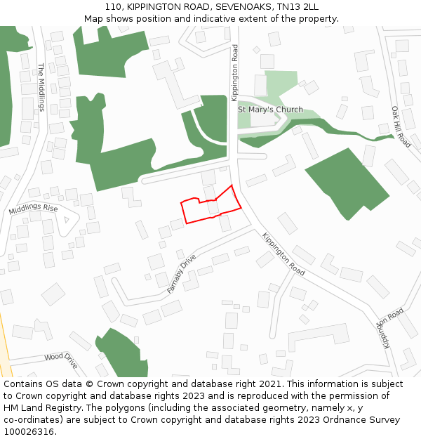 110, KIPPINGTON ROAD, SEVENOAKS, TN13 2LL: Location map and indicative extent of plot