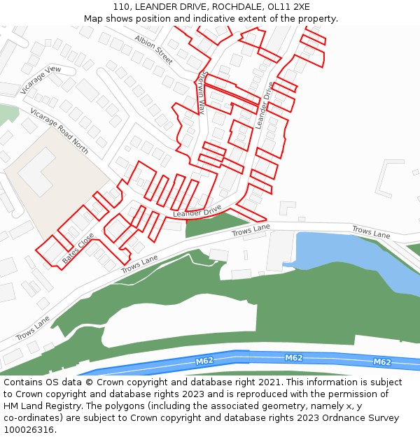 110, LEANDER DRIVE, ROCHDALE, OL11 2XE: Location map and indicative extent of plot