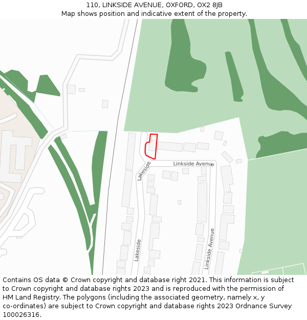 110, LINKSIDE AVENUE, OXFORD, OX2 8JB: Location map and indicative extent of plot