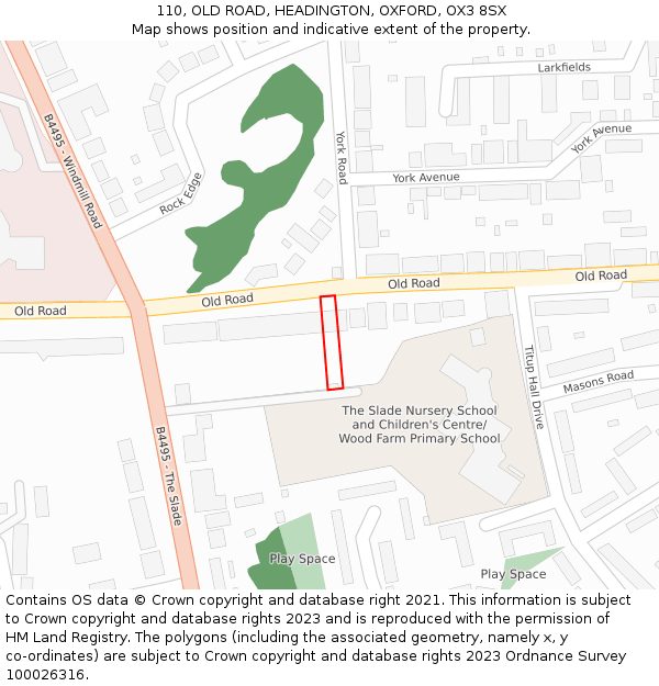 110, OLD ROAD, HEADINGTON, OXFORD, OX3 8SX: Location map and indicative extent of plot