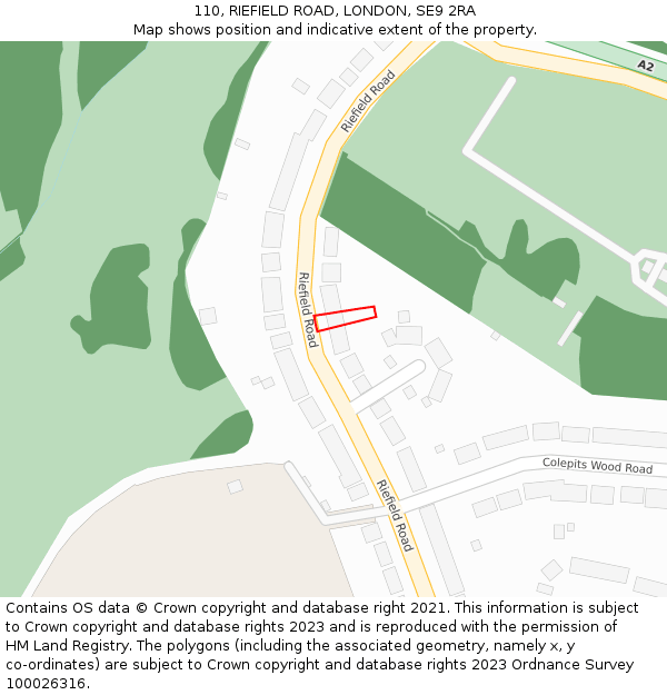 110, RIEFIELD ROAD, LONDON, SE9 2RA: Location map and indicative extent of plot