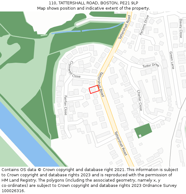 110, TATTERSHALL ROAD, BOSTON, PE21 9LP: Location map and indicative extent of plot