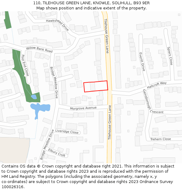 110, TILEHOUSE GREEN LANE, KNOWLE, SOLIHULL, B93 9ER: Location map and indicative extent of plot