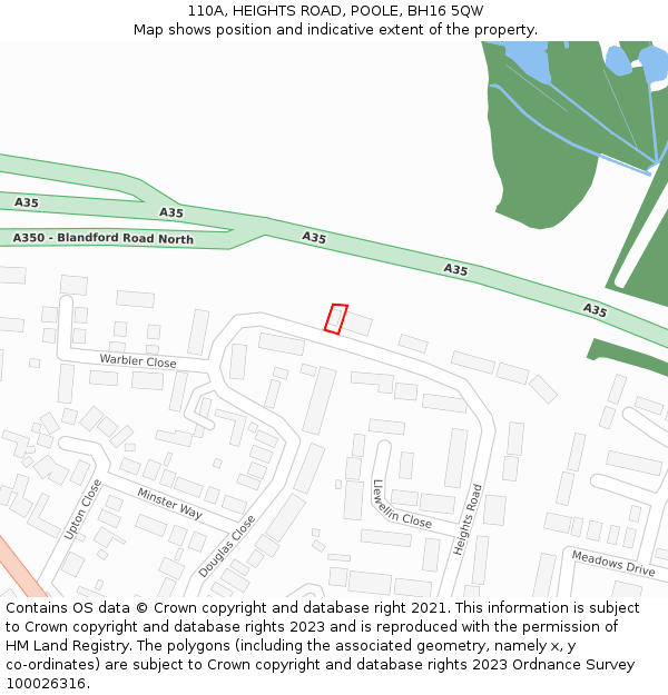 110A, HEIGHTS ROAD, POOLE, BH16 5QW: Location map and indicative extent of plot