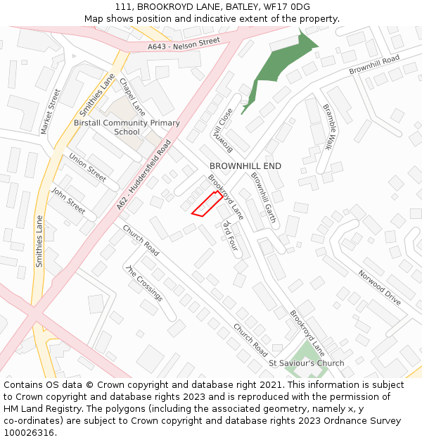 111, BROOKROYD LANE, BATLEY, WF17 0DG: Location map and indicative extent of plot