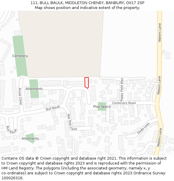 111, BULL BAULK, MIDDLETON CHENEY, BANBURY, OX17 2SP: Location map and indicative extent of plot