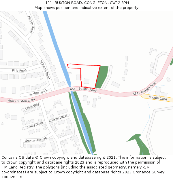 111, BUXTON ROAD, CONGLETON, CW12 3PH: Location map and indicative extent of plot