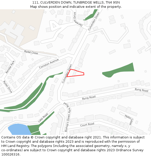 111, CULVERDEN DOWN, TUNBRIDGE WELLS, TN4 9SN: Location map and indicative extent of plot