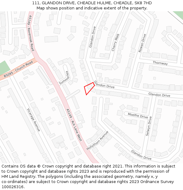 111, GLANDON DRIVE, CHEADLE HULME, CHEADLE, SK8 7HD: Location map and indicative extent of plot