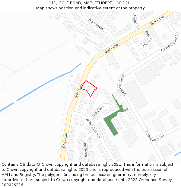 111, GOLF ROAD, MABLETHORPE, LN12 1LH: Location map and indicative extent of plot