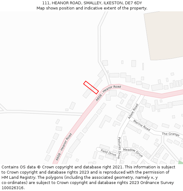 111, HEANOR ROAD, SMALLEY, ILKESTON, DE7 6DY: Location map and indicative extent of plot