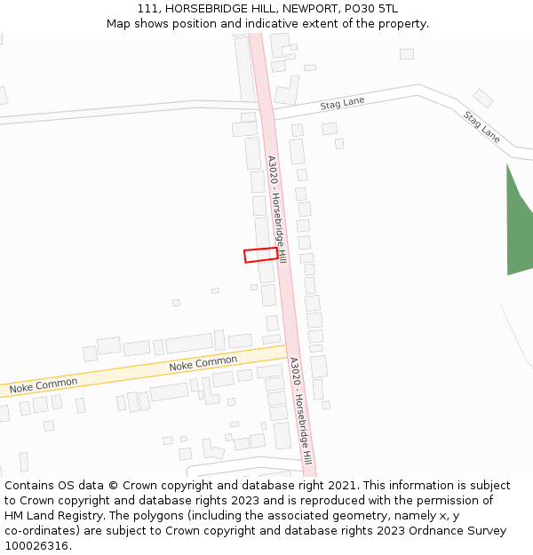 111, HORSEBRIDGE HILL, NEWPORT, PO30 5TL: Location map and indicative extent of plot