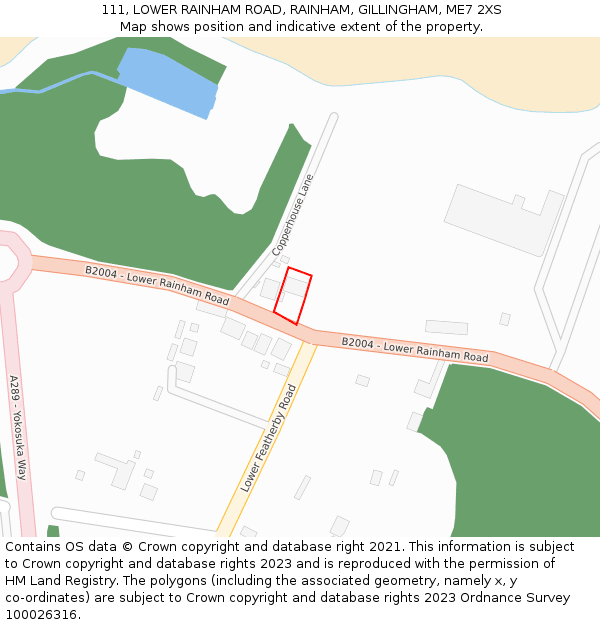 111, LOWER RAINHAM ROAD, RAINHAM, GILLINGHAM, ME7 2XS: Location map and indicative extent of plot