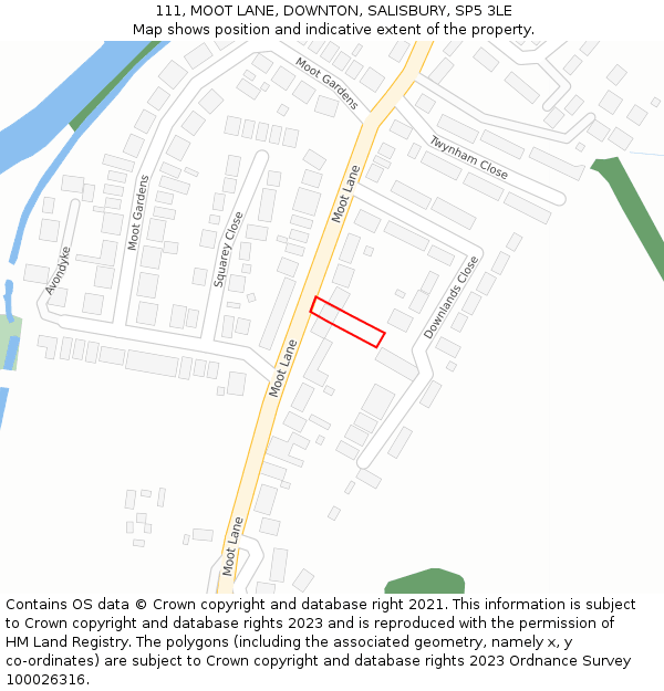 111, MOOT LANE, DOWNTON, SALISBURY, SP5 3LE: Location map and indicative extent of plot