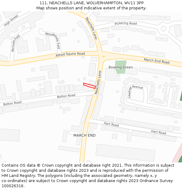 111, NEACHELLS LANE, WOLVERHAMPTON, WV11 3PP: Location map and indicative extent of plot