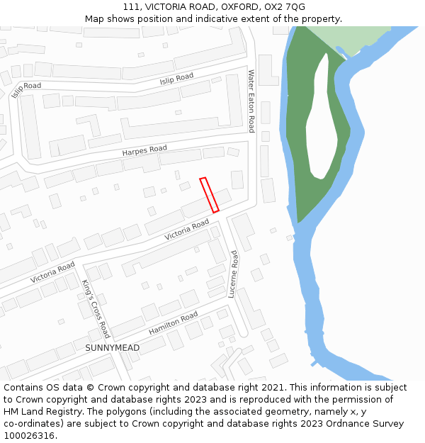 111, VICTORIA ROAD, OXFORD, OX2 7QG: Location map and indicative extent of plot