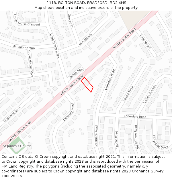 1118, BOLTON ROAD, BRADFORD, BD2 4HS: Location map and indicative extent of plot
